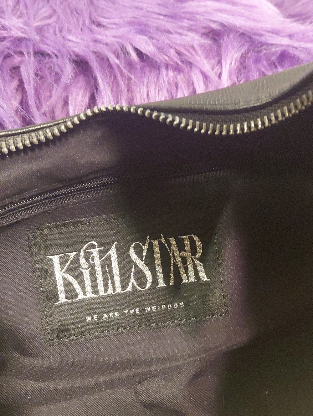 KILLSTAR Black Hobo Bag with Embroidered Snake Motif